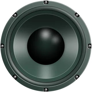 A green tinted rendering of a speaker's large woofer cone